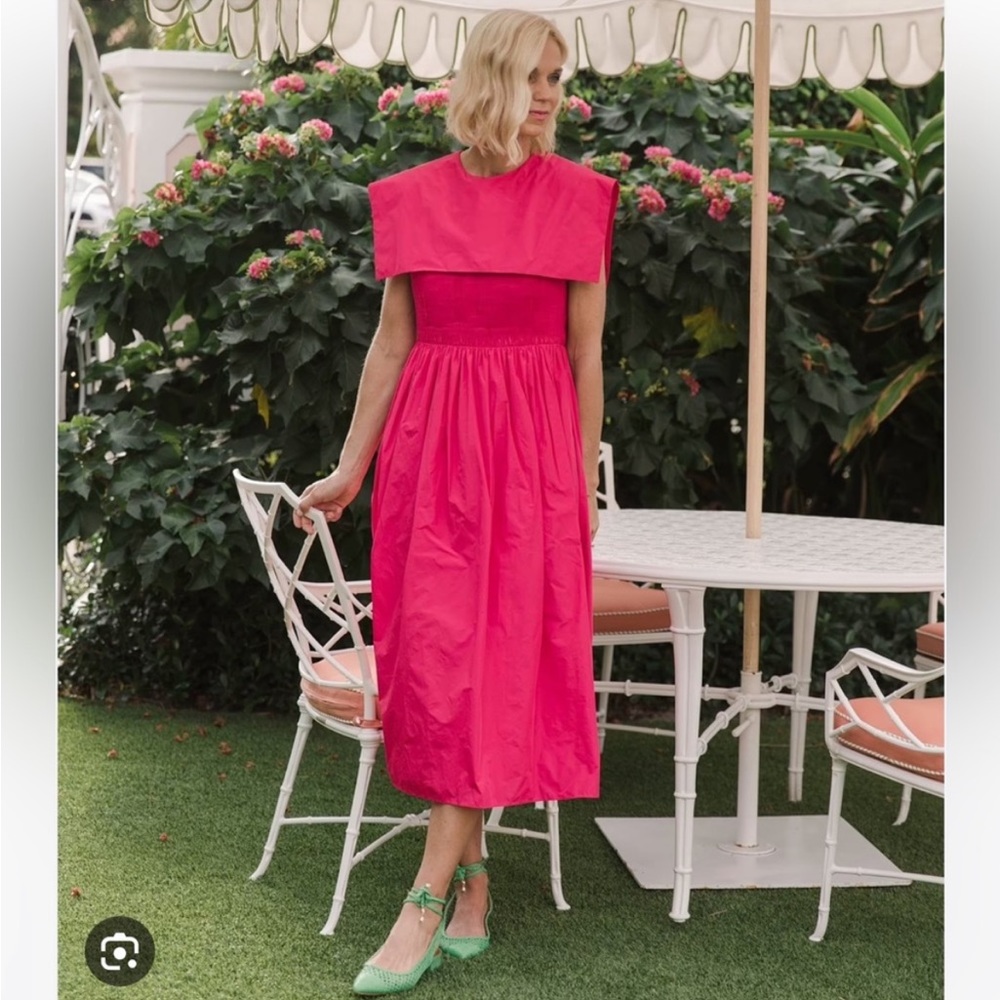 NWT ANTONIO MELANI x
Jennifer Sumko Rachel Shirred
Taffeta A-Line Capelet Dress